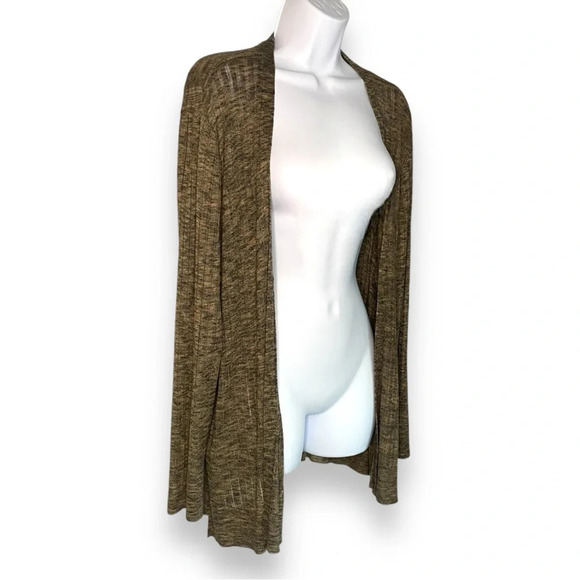 Croft & Barrow Open Front Cardigan Sweater - Brown Marled Knit - Picture 3 of 6